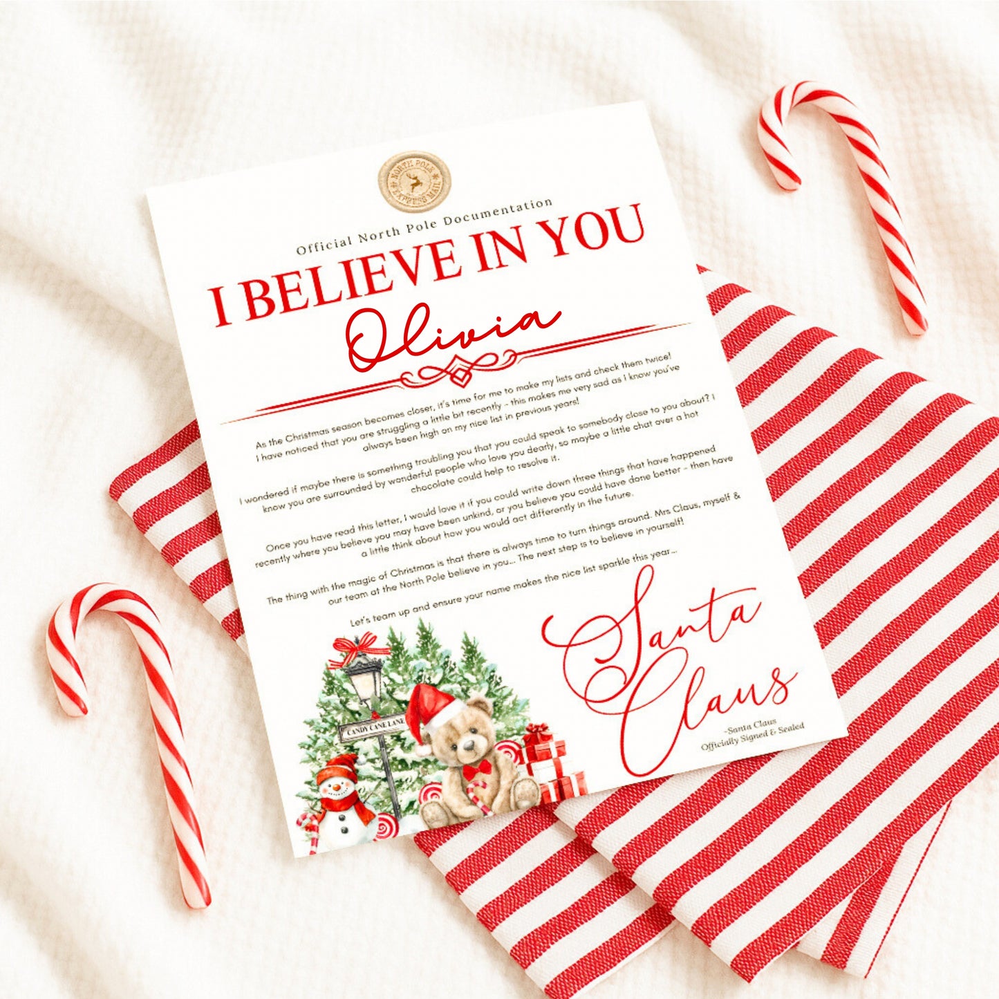 I believe in you Personalised Christmas Letter - Various Styles