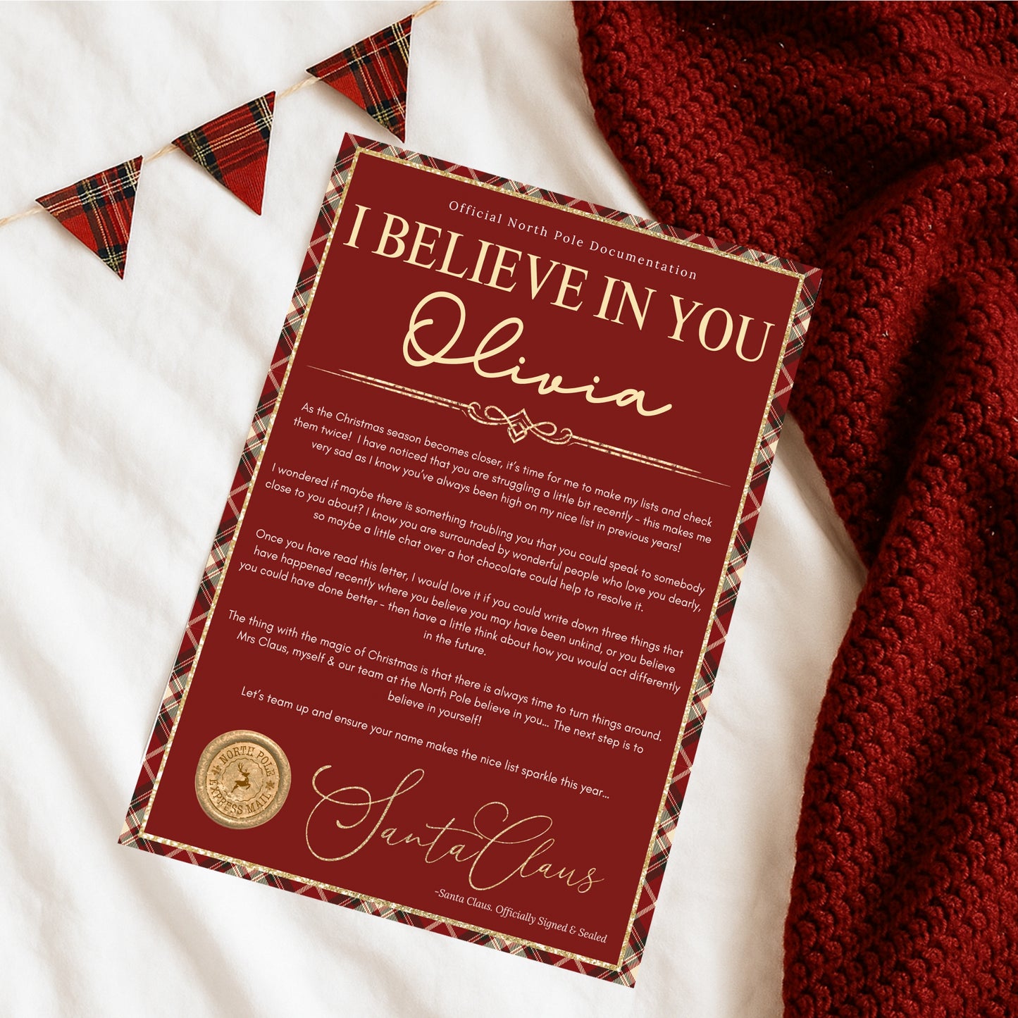 I believe in you Personalised Christmas Letter - Various Styles