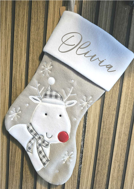 Reindeer Personalised Christmas Stocking