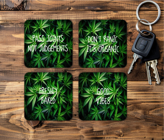 Set of four Cannabis Weed Coasters