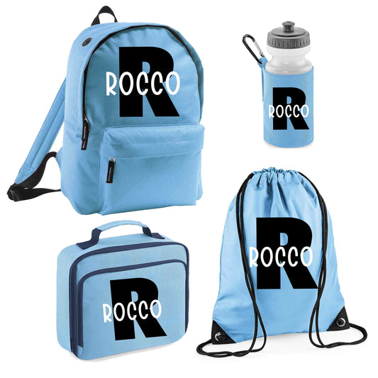 Personalised Initial School Bags - Blue