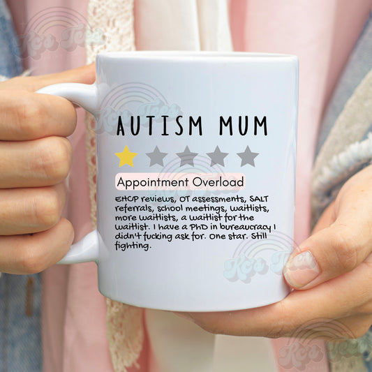 Autism Mum Mug – Appointment Overload – Novelty Gift for Autism Parents