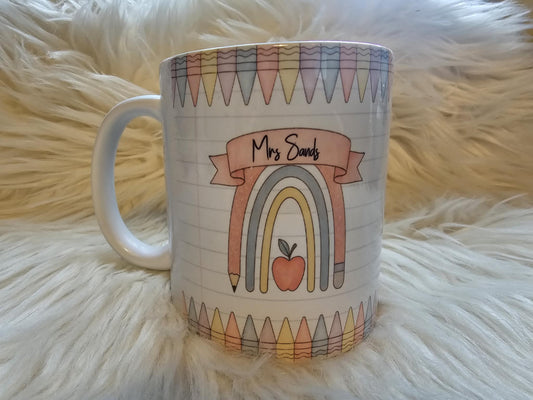 Personalised Teacher Rainbow Pencil mug