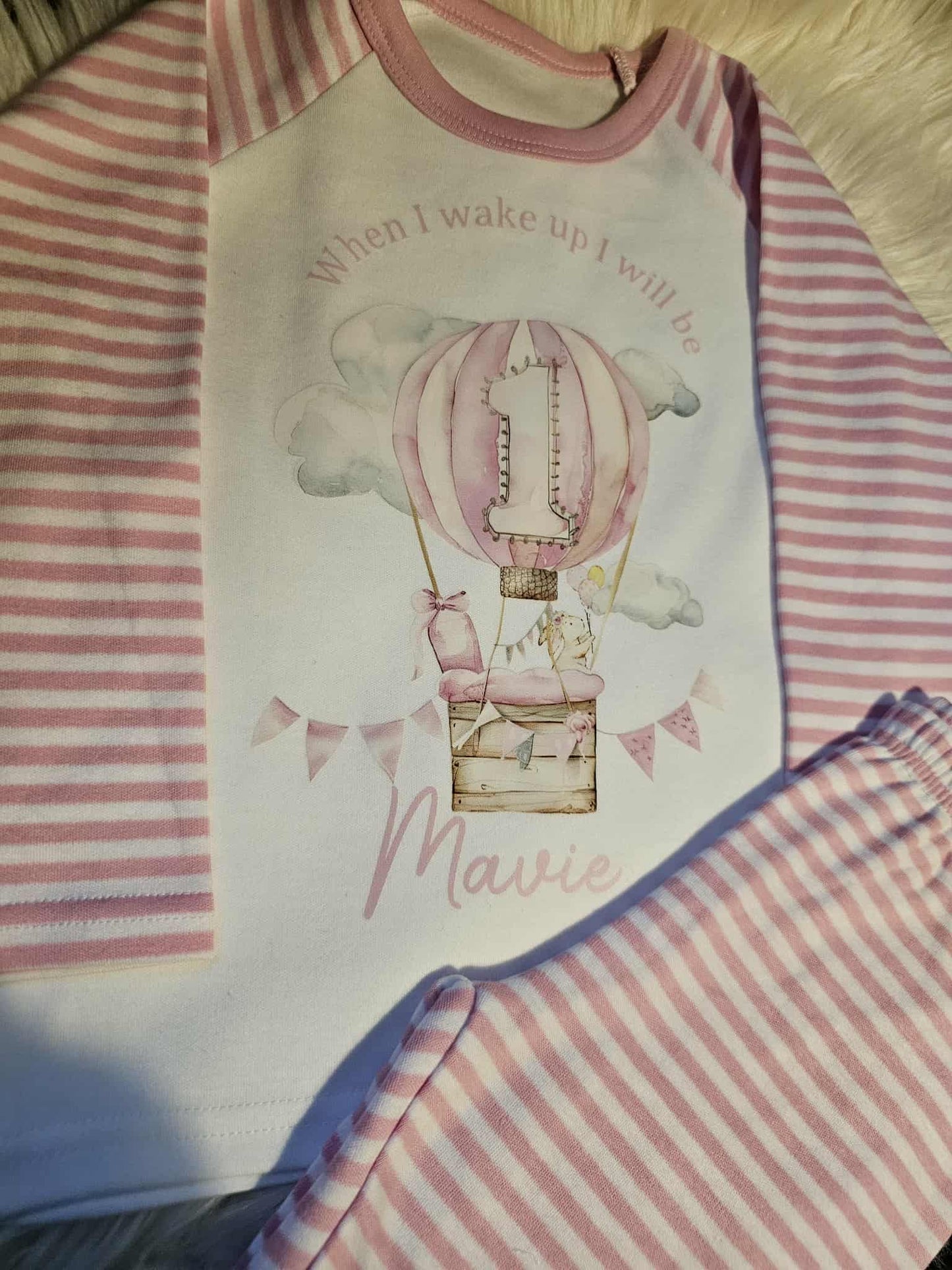 When I wake up personalised hot air balloon pyjamas