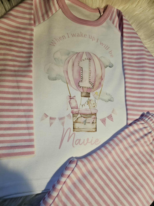 When I wake up personalised hot air balloon pyjamas