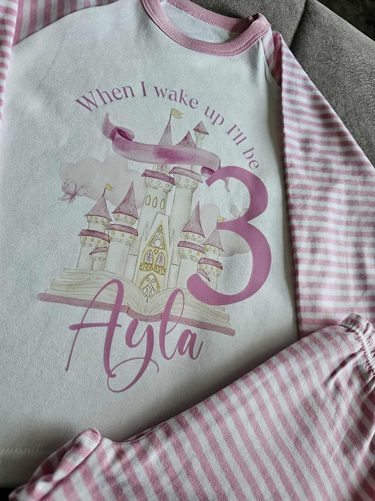 When I wake up personalised princess castle pyjamas