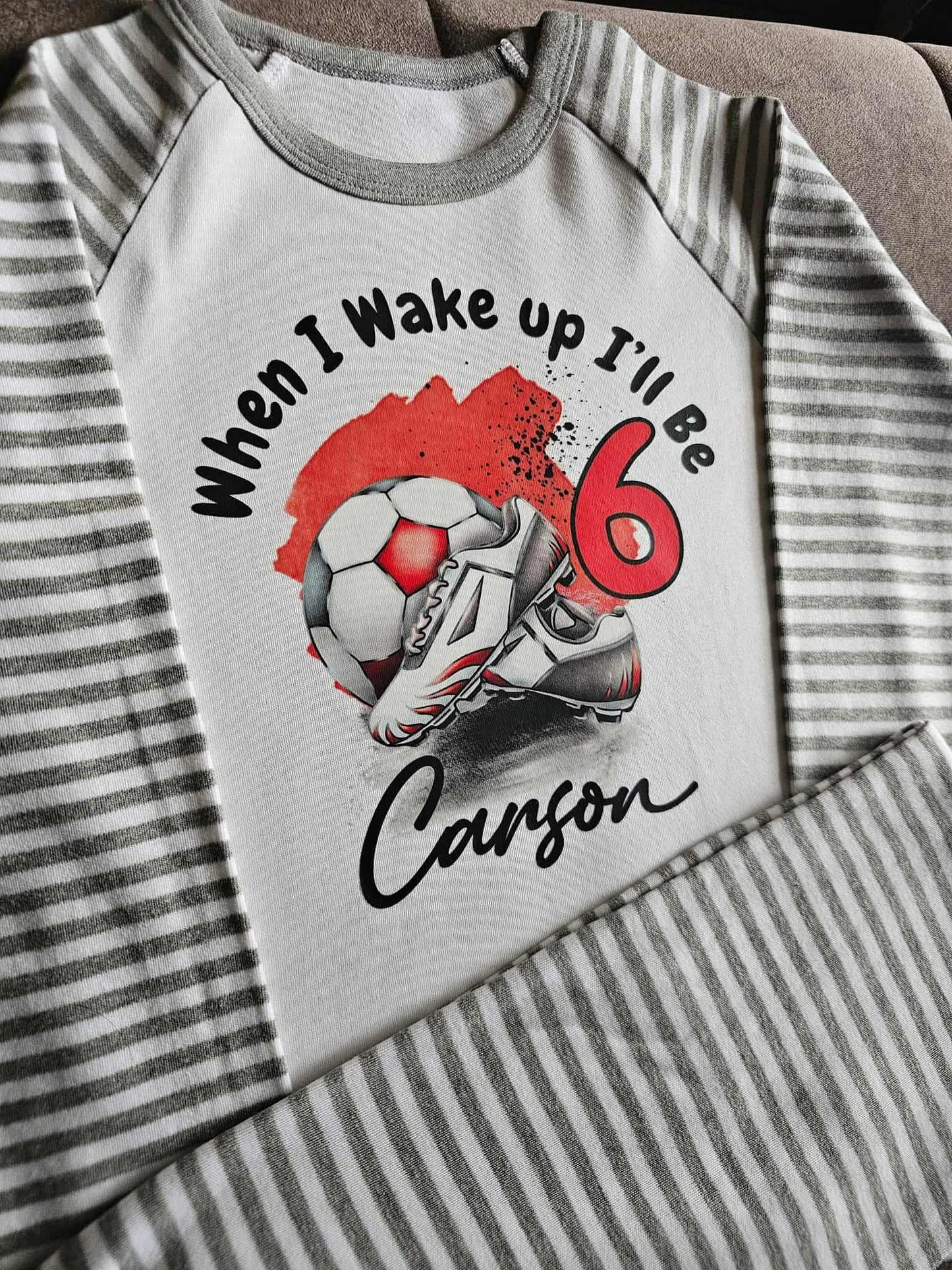 When I wake up personalised football pyjamas