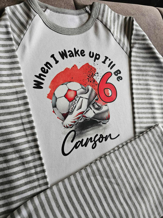 When I wake up personalised football pyjamas