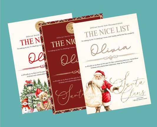 The Nice List Personalised Christmas Letter - Various Styles