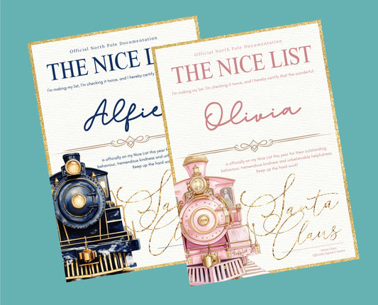 Nice List Personalised Christmas Letter - Trains