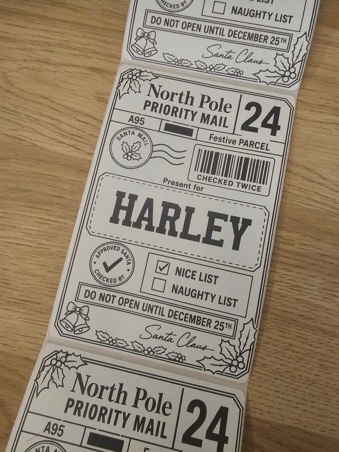 Personalised Christmas North Pole priority mail parcel sticker labels