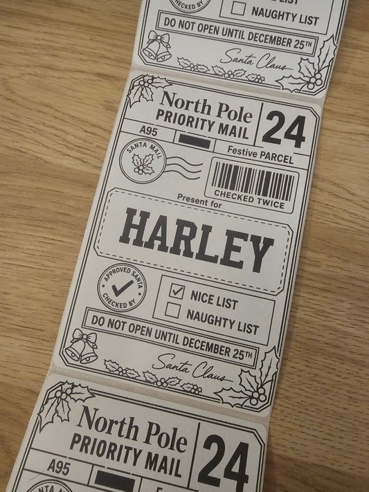 Personalised Christmas North Pole priority mail parcel sticker labels