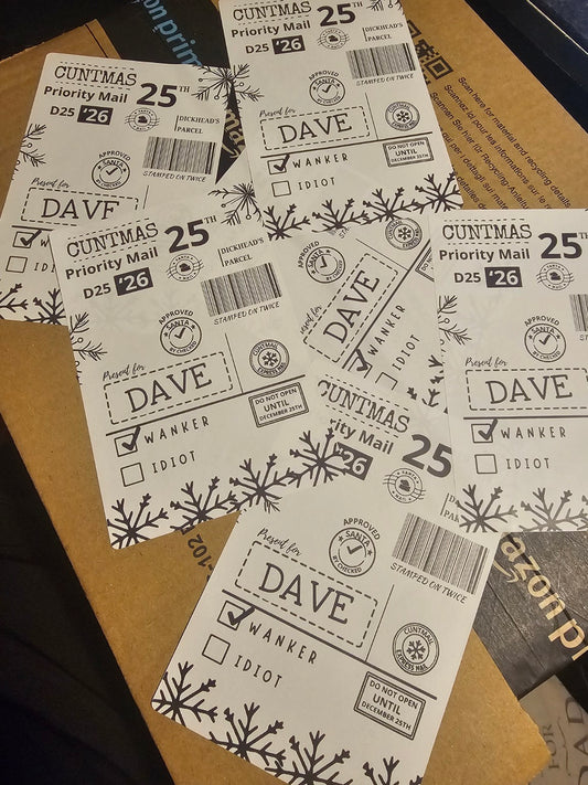 Personalised sweary Christmas sticky parcel labels