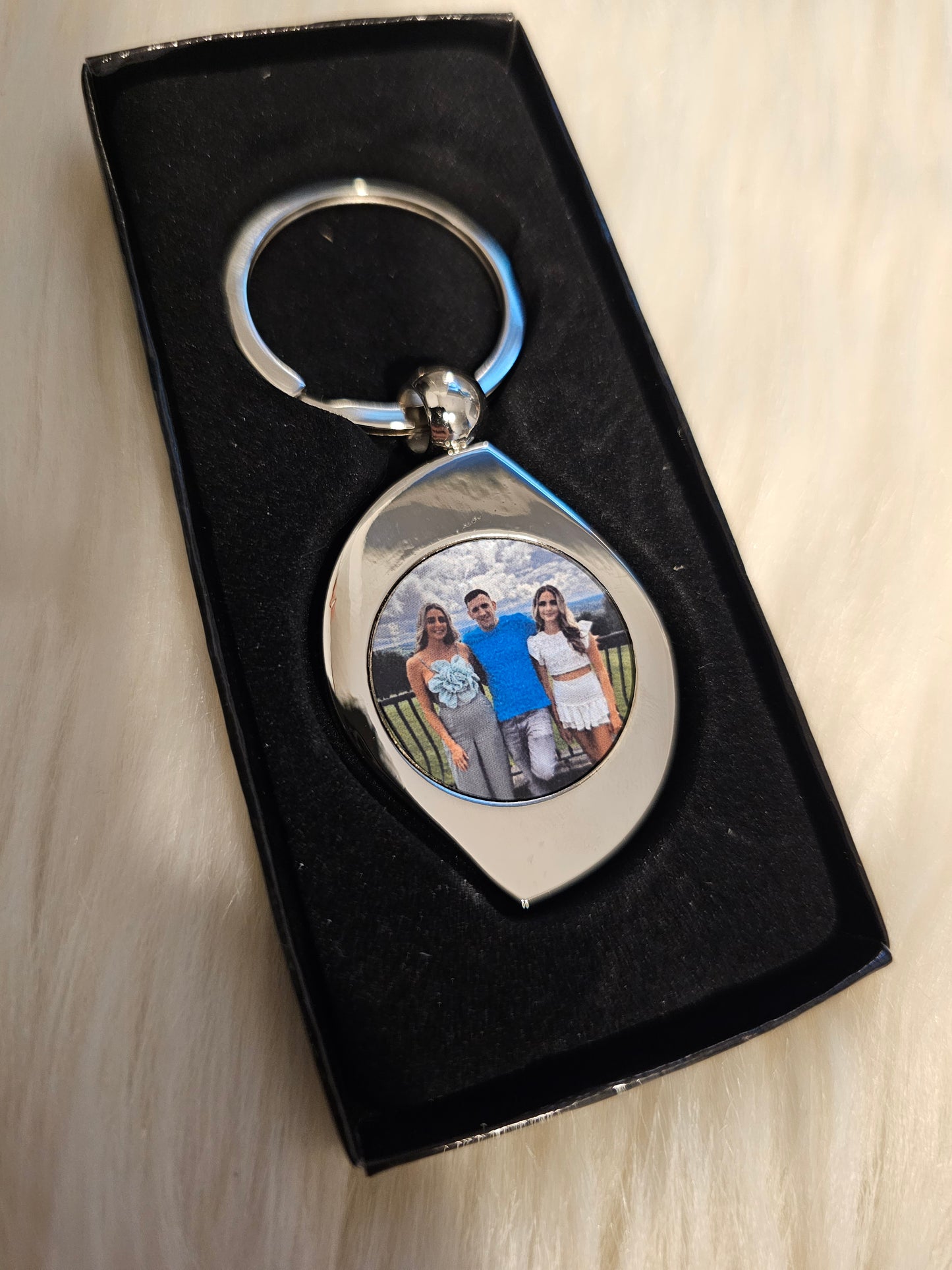 Swirl Shape Photo Keyring