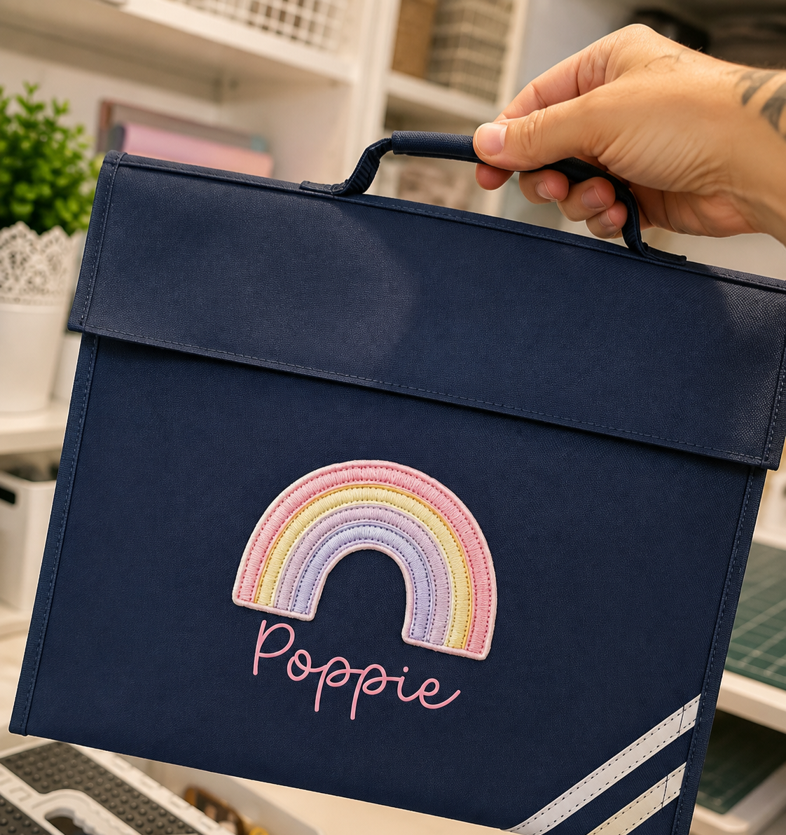 Personalised Rainbow Design Bookbag - All colours