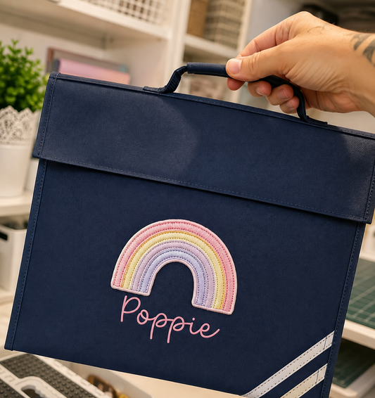 Personalised Rainbow Design Bookbag - All colours
