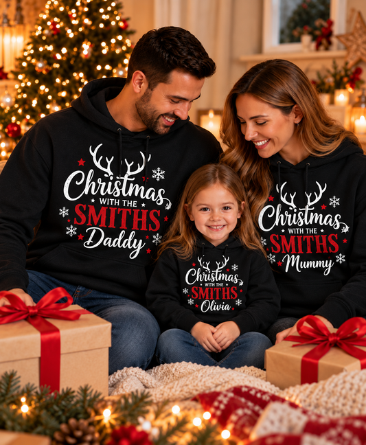 Personalised Christmas With The Family Hoodies – Matching Christmas Hoodies