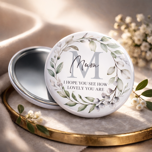 Personalised Pocket Mirror – Custom Compact Mirror Gift