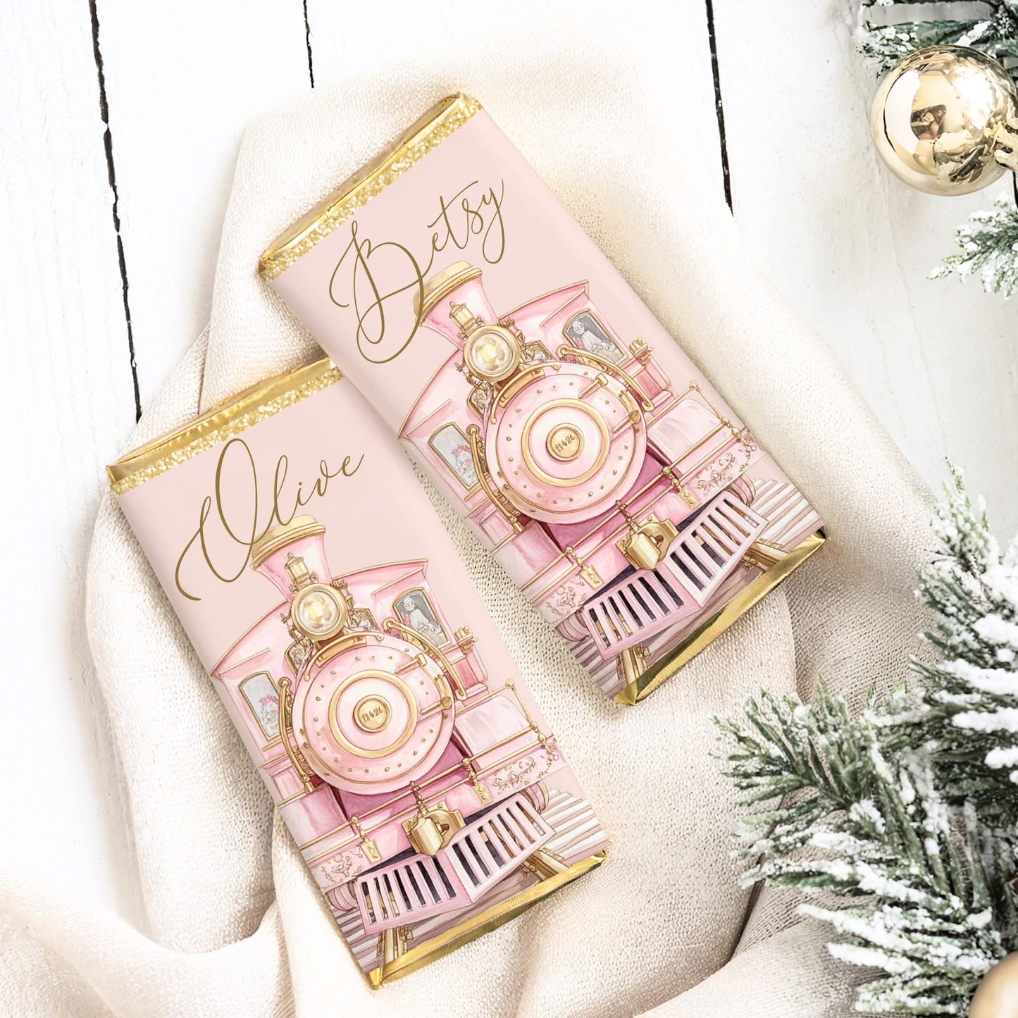 Pink train chocolate wrapper