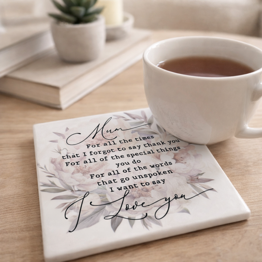 Personalised Thank You Ceramic Coaster – Floral Mother’s Day Gift