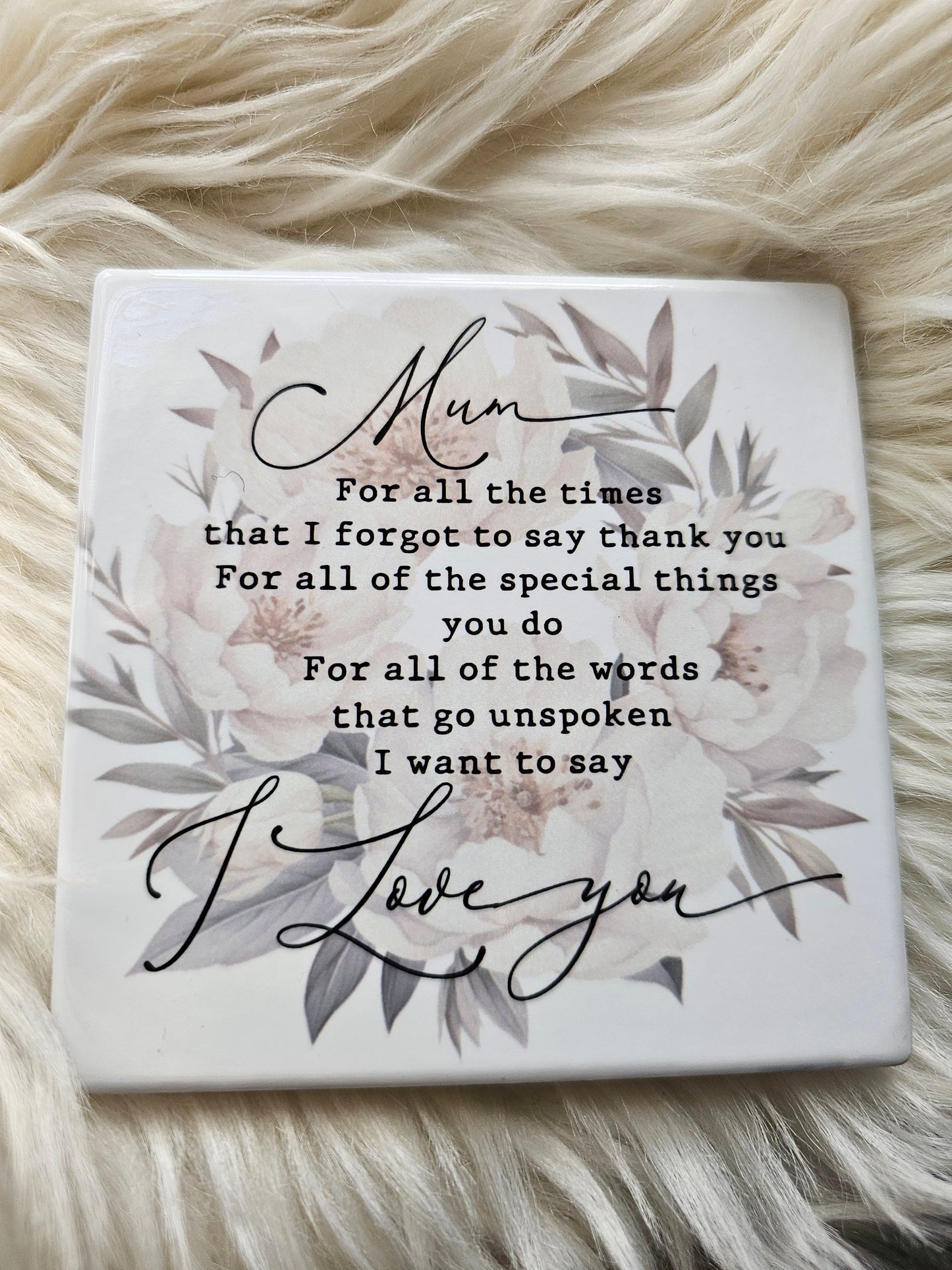 Personalised Thank You Ceramic Coaster – Floral Mother’s Day Gift