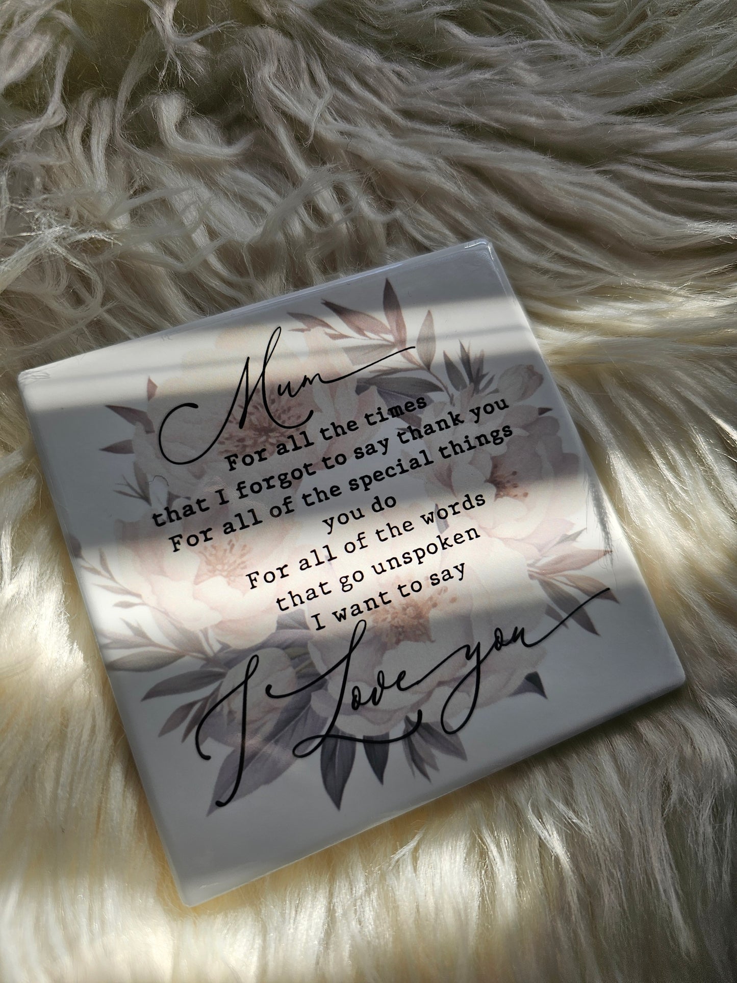 Personalised Thank You Ceramic Coaster – Floral Mother’s Day Gift