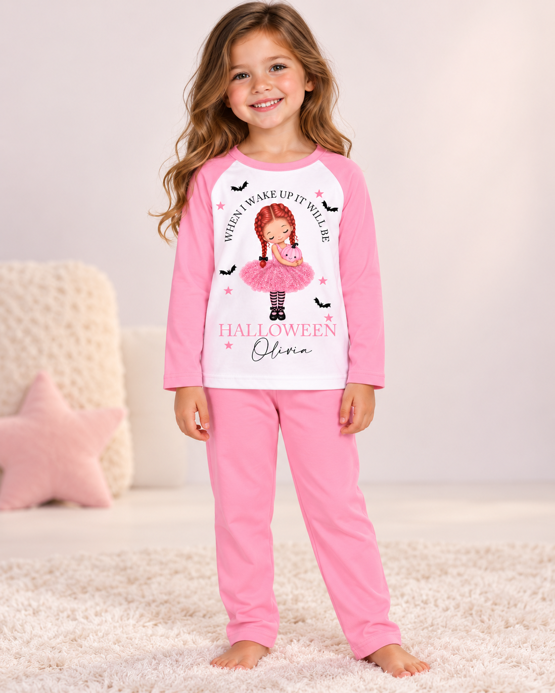 Personalised pink Halloween pyjamas