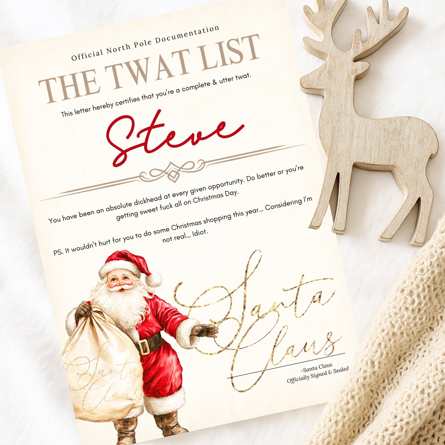 Explicit Christmas Letters - Cunt List and Twat List